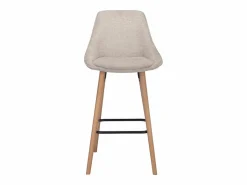 Vente-unique Set de 2 taburetes de bar de tela texturizada y haya - - MASURIE