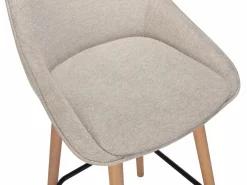 Vente-unique Set de 2 taburetes de bar de tela texturizada y haya - - MASURIE