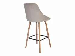 Vente-unique Set de 2 taburetes de bar de tela texturizada y haya - - MASURIE