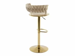 Vente-unique Set de 2 taburetes de bar de terciopelo y metal dorado - Altura ajustable - - LOMYA
