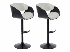 Vente-unique Set de 2 taburetes de bar de Respaldo - Altura Ajustable - Blanco y Negro - JELSA