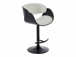 Vente-unique Set de 2 taburetes de bar de Respaldo - Altura Ajustable - Blanco y Negro - JELSA