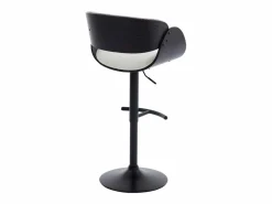 Vente-unique Set de 2 taburetes de bar de Respaldo - Altura Ajustable - Blanco y Negro - JELSA