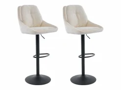 Outlet Set de 2 taburetes de bar de tela texturizada y metal - Altura ajustable - - LARANZA Muebles De Bar|Taburete Alto