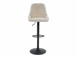 Outlet Set de 2 taburetes de bar de tela texturizada y metal - Altura ajustable - - LARANZA Muebles De Bar|Taburete Alto