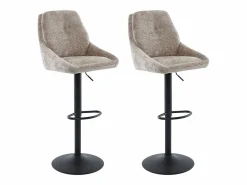Clearance Set de 2 taburetes de bar de tela texturizada y metal - Altura ajustable - - LARANZA Muebles De Bar|Taburete Alto