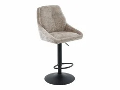 Clearance Set de 2 taburetes de bar de tela texturizada y metal - Altura ajustable - - LARANZA Muebles De Bar|Taburete Alto