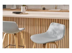 Clearance Miliboo Set de 2 taburetes de cocina nórdicos y madera 65 cm NONIE Gris claro