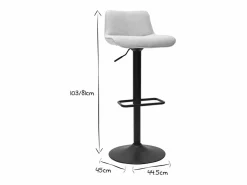 Sale Miliboo Set de 2 taburetes de cocina regulables y giratorios 360º de tejido efecto aterciopelado y metal BOOST Beige