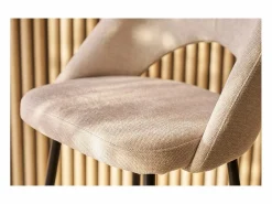 New Miliboo Set de 2 taburetes de cocina efecto aterciopelado texturizado 65 cm COSETTE Beige