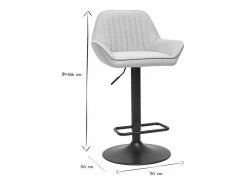 Miliboo Set de 2 taburetes de cocina ajustable de tela y metal negro RONNIE