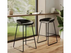 Clearance Rendez-Vous Déco Set de 2 taburetes para isla de cocina de plástico 65,5 cm - Yoshi Negro