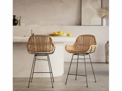 Rendez-Vous Déco Set de 2 taburetes para isla de cocina en resina tejida natural 65 cm - Carmela