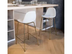 Outlet Set de 2 taburetes para isla de cocina en cuero sintético 65 cm - Henrik Muebles De Bar|Taburete Alto