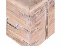 New vidaxl Set de baúl de almacenamiento de madera de acacia 2 unidades Color natural claro