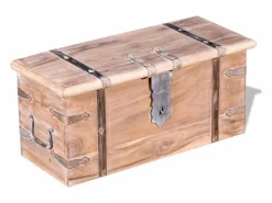 Set de baúl de almacenamiento de madera de acacia 2 unidades ES100114 Marru00f3n