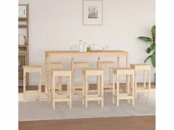 Online Set de bar 9 piezas madera maciza de pino Mesa Alta