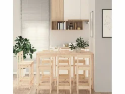 Best vidaxl Set de bar 9 piezas madera maciza de pino Color natural claro