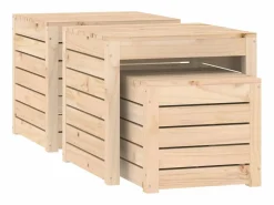 Online Set de cajas de jardín 3 piezas madera maciza de pino Baúl De Jardín