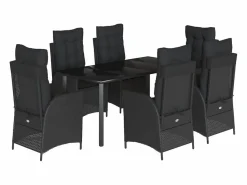 Best Set de comedor de jardín 7 piezas y cojines ratán sintético Comedores De Jardín