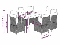 Best Set de comedor de jardín 7 piezas y cojines ratán sintético Comedores De Jardín