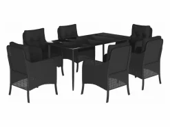 Clicnbuy Set de comedor de jardín 7 piezas y cojines ratán sintético