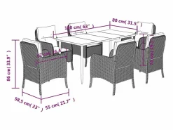 Clicnbuy Set de comedor de jardín 7 piezas y cojines ratán sintético