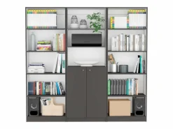 Best Set de estanteria de oficina home de 3 piezas en melamina con estantes y 2 puertas , 180.6 cm X 188.4 cm X 29.9 cm , Librería