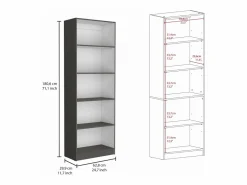 Best Set de estanteria de oficina home de 3 piezas en melamina con estantes y 2 puertas , 180.6 cm X 188.4 cm X 29.9 cm , Librería