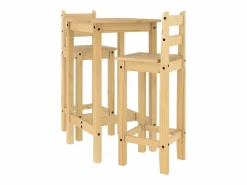 vidaxl Set de mesa alta y taburetes de bar 3 pzas madera maciza pino