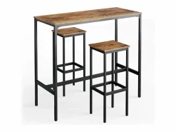 Discount Vicco Set de mesa de bar madera antigua 120x50x105 fyrk Marru00f3n