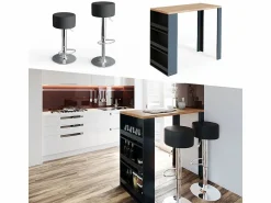 Vicco Set de mesa de bar roble 57x117x106