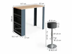 Vicco Set de mesa de bar roble 57x117x106