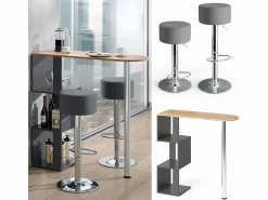 Vicco Set de mesa de bar roble dorado 113x39.8x111.8 vincent