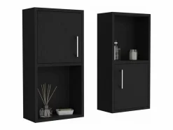 Clearance Set de Muebles auxiliares de baño en melamina con 4 estantes y 2 puertas , , 60.1 cm X 30 cm X 16 cm Mueble De Pared Para Baño