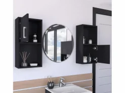 Clearance Set de Muebles auxiliares de baño en melamina con 4 estantes y 2 puertas , , 60.1 cm X 30 cm X 16 cm Mueble De Pared Para Baño
