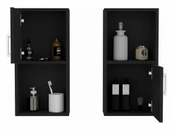 Clearance Set de Muebles auxiliares de baño en melamina con 4 estantes y 2 puertas , , 60.1 cm X 30 cm X 16 cm Mueble De Pared Para Baño