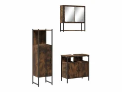 vidaxl Set de muebles baño 3 pzas madera contrachapada roble ahumado