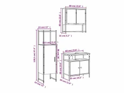 vidaxl Set de muebles baño 3 pzas madera contrachapada roble ahumado