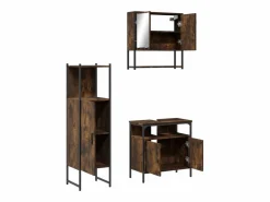vidaxl Set de muebles baño 3 pzas madera contrachapada roble ahumado