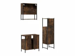 vidaxl Set de muebles baño 3 pzas madera contrachapada roble ahumado
