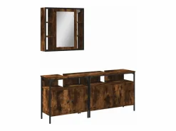 Set de muebles baño 3 pzas madera contrachapada roble ahumado Estantería Sobre Inodoro