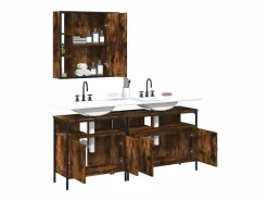 Set de muebles baño 3 pzas madera contrachapada roble ahumado Estantería Sobre Inodoro