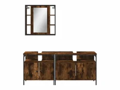 Set de muebles baño 3 pzas madera contrachapada roble ahumado Estantería Sobre Inodoro