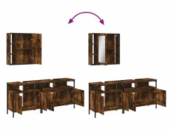 Set de muebles baño 3 pzas madera contrachapada roble ahumado Estantería Sobre Inodoro