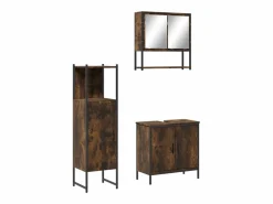 vidaxl Set de muebles baño 3 pzas madera contrachapada roble ahumado
