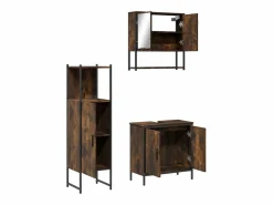 vidaxl Set de muebles baño 3 pzas madera contrachapada roble ahumado