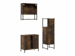 vidaxl Set de muebles baño 3 pzas madera contrachapada roble ahumado
