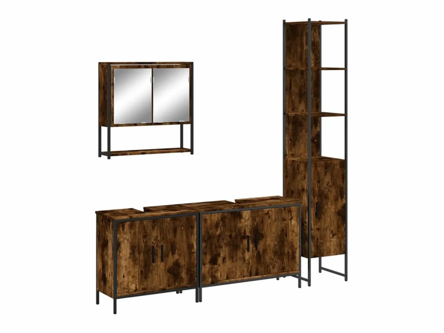 Online Set de muebles baño 4 pzas madera contrachapada roble ahumado Estantería Sobre Inodoro