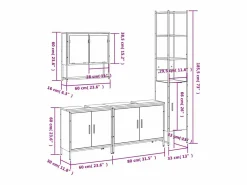 Online Set de muebles baño 4 pzas madera contrachapada roble ahumado Estantería Sobre Inodoro